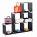 Fortressmount Multifunctional Assembled 3 Tiers 6 Compartments Storage Shelf Black