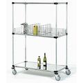 21 Deep x 72 Wide x 92 High 3 Tier Stainless Steel Solid Mobile Shelving Unit with 1200 lb Capacity