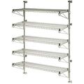 14 Deep x 42 Wide x 54 High Adjustable 5 Tier Chrome Wall Mount Shelving Kit