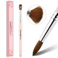 100% Kolinsky Acrylic Nail Brush Eptbsdu Nail Brushes with Wood Handle Nail Art Acrylic Application Gel Nail Powder Brush Nail Extension Professional Salon Quality (Size 14 Pink)