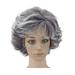 Aged women wig 1Pc Women Short Wavy Hair Wig Prop Puffy Granny Short Curly Wig Hairstyle for Party Masquerade Dress Up (Grey)