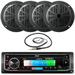 Pyle PLMRB38B Single DIN AM/FM Radio USB/AUX Bluetooth Marine Stereo Black Receiver with 2 Pairs of 5.25 100 Watts 2-Way Full Range Black Waterproof Marine Stereo Speakers Wired Antenna