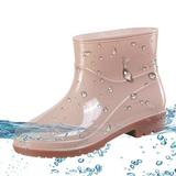 Short Rain Boots For Womens Ankle Waterproof Rainboot Slip On Garden Boot Ladies Rubber Outside Work With Comfort