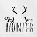 Transparent Decal Stickers Of First Time Hunter (Black) Premium Waterproof Vinyl Decal Stickers For Laptop Phone Accessory Helmet Car Window Mug Tuber Cup Door Wall Decoration ANDVER10g8406BL