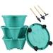 Stackable Planters 3 Tier Vertical Planters Strawberry Herb Flower and Vegetable Planter Indoor Outdoor Pots with Wheels and Tools Teal