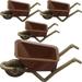 4pcs Mini Wheelbarrow Model Tiny Wheelbarrow Mini House Micro Landscape Decoration