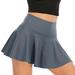 Dianli Skirts for Women Solid Mini Summer Skirt Evening Fashion Casual Loose High Waist Pleated Pocket Tennis Skirt Gray XL