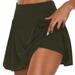 Hfyihgf Skorts Tennis Skirts for Women Golf Athletic Activewear Mini Skorts Trendy Summer Solid High Waist Flowy Workout Biker Shorts(Army Green L)