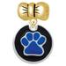 3/4 Royal Blue Paw in Black Circle - Gold Tone Bow Charm Bead