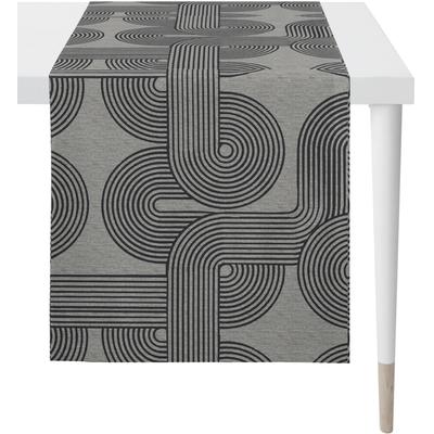 Tischläufer APELT "Nova, LOFT STYLE, Jacquard", schwarz (schwarz, grau), B:44cm L:140cm, Polyester, Viskose, Tischdecken Image