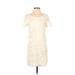 Ella Moss Casual Dress - Shift Scoop Neck Short sleeves: Ivory Solid Dresses - Women's Size X-Small