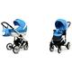 BabyLux Lilly 2 in 1 Baby Travel System Pram Stroller Adjustable Detachable Rain Cover Footmuff Newborn to Baby Polyurethane Foam Tire Ocean Blue
