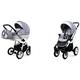 BabyLux Aluway 2 in 1 Baby Travel System Pram Stroller Adjustable Detachable Rain Cover Footmuff Newborn to Baby Polyurethane Foam Tire Silver