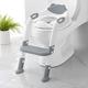 Potty Training Seat with Step Stool Ladder,SKYROKU Potty Training Toilet for Kids Boys Girls Toddlers-Comfortable Safe Potty Seat with Anti-Slip Pads Ladder (Grey)