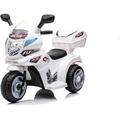 Kids 3 Wheel Electric Police Motorbike, 6V Battery Motorcycle with Headlights and Storage Box, Vehicle for Kids (White)