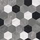 247Floors Forli Tile Effect Vinyl Flooring 2.3mm Realistic Foam Backed Slip Resistant Lino (2.5m x 3m / 8ft 2" x 9ft 10", Grey Hexagon Tiles)