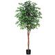 Kazeila Large Artificial Ficus Tree 180cm Tall Artificial Plants Indoor Fake Tree Fake Potted Tree with Natural Wood Trunk and Silk Leaves for Home Office Decor Indoor