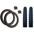 PAIR Baldy's 20 x 2.125 BLACK With TAN WALL Kids BMX/Mountain Bike Tyres And Schrader Tubes