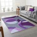 Rugs City Area Rugs Violet Purple Modern Rug Abstract Carpet Soft Short Pile Living Room Carpets Anti Slip Floor Mat Large for Hallway Bedroom (Design #6, 160 X 230 CM)