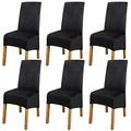 Dining Chair Covers Set of 6 - Velvet XL Chair Covers for Dining Chairs 6, Stretch High Back Dining Chair Slipcovers Chair Protector Cover for Dining Room Wedding Hotel Banquet Party (Velvet Black)