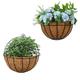 2 Pcs Metal Wall Planter Hanging, Iron Wall-Mounted Planter, Half Round Planter Basket, Hanging Basket with Coir Liner Flower Pot, Metal Wall Planter Hanging Plant Basket for Outdoor Plants