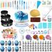 RAFOW 379 Pcs Cake Decorating Kit Cake Baking Set w/ Turntable, Piping Tips, Scraper, Spatula, Leveler Stainless Steel in Gray/White | Wayfair