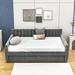 Hokku Designs Balpreet Full Size Daybed w/ Trundle & Wood Slats Support Upholstered/Velvet in Gray | 31.9 H x 56 W x 79.9 D in | Wayfair