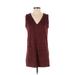 Forever 21 Casual Dress - Shift Plunge Sleeveless: Brown Print Dresses - Women's Size Small