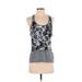 Reebok Active Tank Top: Gray Floral Activewear - Women's Size X-Small