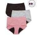 Women s Hanes 40FDM3 Comfort Period Moderate Brief Panty - 3 Pack (Black/Concrete/Rose 6)