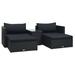 vidaXL Patio Furniture Set 5 Piece Patio Sectional Sofa with Table Poly Rattan - 35.4" x 27.6" x 24.4"