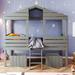 Twin Size Low Loft Wood House Bed with Two Drawers,Playhouse Design,Space-saving