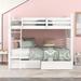 Solid Wooden Construction Twin over Twin Bunk Bed with Two Drawers and Headboard