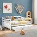 Full Size Solid Wood Frame Daybed Wood Bed with Twin Size Trundle and Three Sides Rails,Easy Assemble