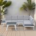 Modular 5-Piece Aluminum Outdoor Patio Sectional Sofa Set with Coffee Table for Backyard and Garden