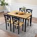 5-Piece Dining Table Set, Home Kitchen Table and Chairs Industrial Wooden Dining Set with Metal Frame and 4 Chairs