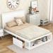 Full Size Platform Bed with Shelf on the End of the Bed and Drawer on the Each Side,Large Storage Space,Solid Construction