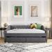 Modern Upholstered daybed with Two Drawers and Wood Slat Support,Full Size