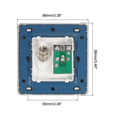 TV Aerial Socket Wall Plate Satellite Silver Tone PC 88x86mm for Coaxial Cable - Silver Tone