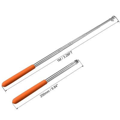 Telescopic Handheld Flagpoles Stainless Steel Guide Flag Pole Teaching Pointer for Tour Guides and Teachers - Orange - 3.28FT/1M