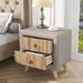 Upholstered Wooden Nightstand with 2 Drawers,Fully Assembled Except Legs and Handles,Bedside Table with Rubber Wood Leg