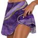 ZQGJB Women s Athletic Tennis Skorts with Pockets Built-in Shorts Golf Active Skirts for Sports Running Gym Training Vintage Floral Print Summer Fake Two Piece Skirts Purple M