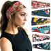 GROFRY Women Floral Print Wide Headband Sweatband Running Yoga Anti Sweat Hairband
