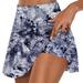 ZQGJB Flowy Skirts for Women Tie Dye Gradient Print Gym Athletic Shorts Workout Running Tennis Skater Golf Cute Skort High Waisted Pleated Mini Outfits Dark Blue XXL