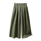 Women s Summer Capris Pants Elastic High Waisted Wide Leg Pants Solid Casual Loose Comfy Cropped Lounge Trousers