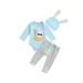 IZhansean Easter Days Newborn Baby Boys Girls 3pcs Clothes Sets Letter Rabbit Printed Romper Tops Striped Pants Hat Clothing Light Blue 9-12 Months