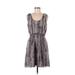 Broadway & Broome Casual Dress - A-Line: Gray Print Dresses - Women's Size 6