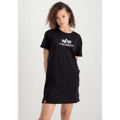 Shirtkleid ALPHA INDUSTRIES "Alpha Industries Women - T-Shirts Basic Long T-Shirt BL W", Damen, Gr. M, Normalgrößen, schwarz, Obermaterial: 100% Baumwolle, Kleider Image