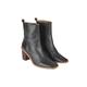 Angela Square Toe Leather Heel Boot - Black