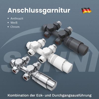 Heizkörper Multiblock Anschlussgarnitur Hahnblock Ventil Thermostat,Mittelanschluss 1/2',Eck-und